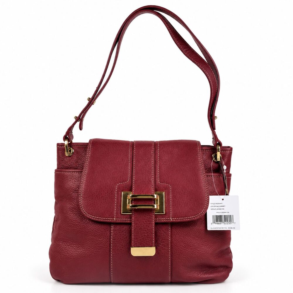 Liz Claiborne Jackie Pebbled Leather Crossbody Bag Garnet Red NWT